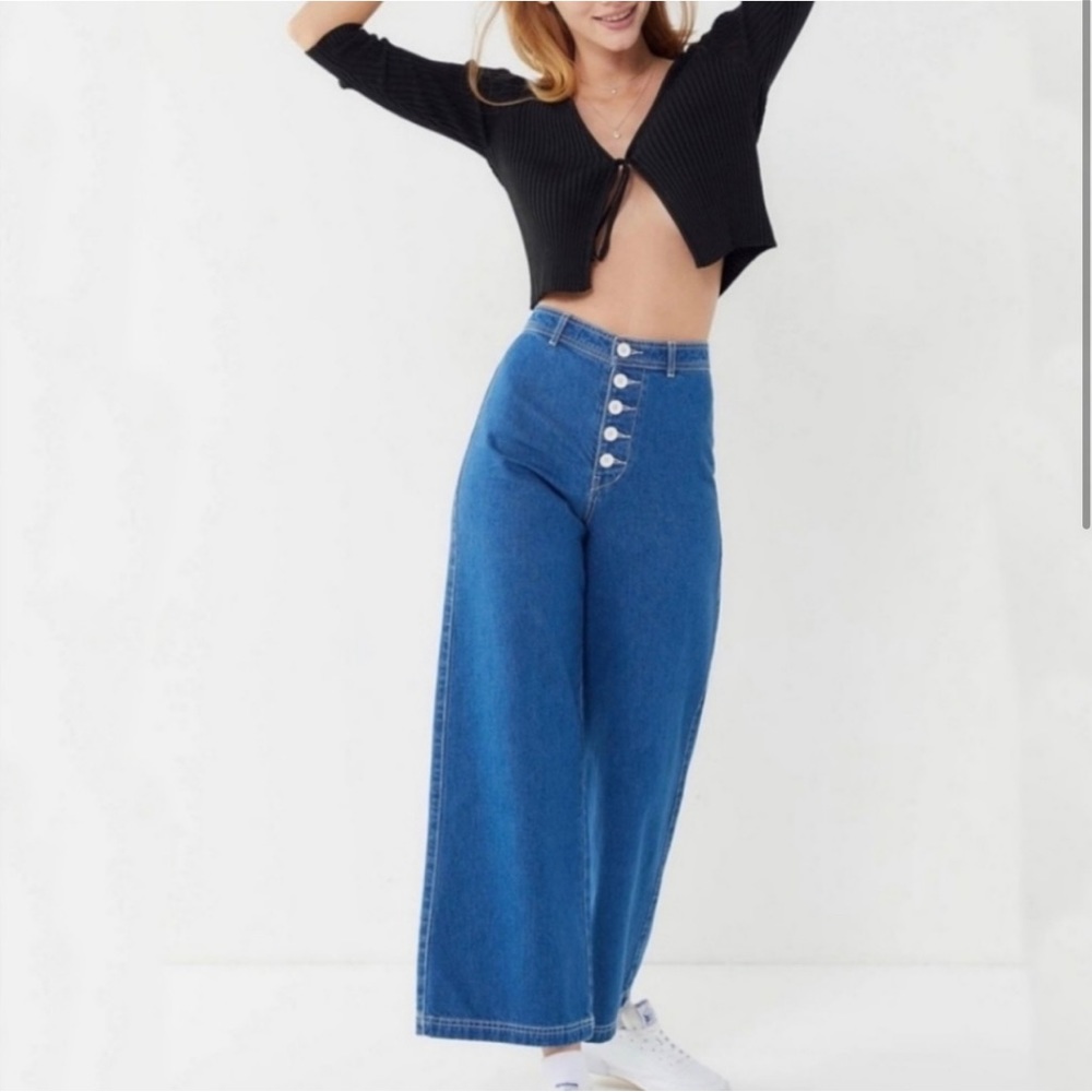 BDG Button Front Wide Leg Jeans